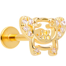 Load image into Gallery viewer, 16G 5/16 Clear Gem Gold Tone Flying Pigs Labret Monroe Tragus
