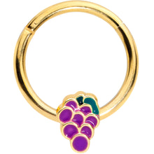 Load image into Gallery viewer, 16G 3/8  Gold Tone Sweet Purple Grapes Hinged Segment Ring
