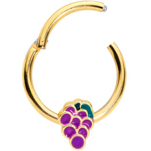 Load image into Gallery viewer, 16G 3/8  Gold Tone Sweet Purple Grapes Hinged Segment Ring
