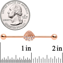 Load image into Gallery viewer, 14G Clear Gem Rose Gold Tone Shell Industrial Barbell 38mm
