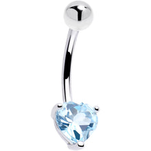 Load image into Gallery viewer, 16G 14k White Gold Genuine Blue Topaz Heart Belly Ring
