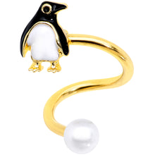 Load image into Gallery viewer, Gold Tone Winter Penguin Christmas Spiral Twister Belly Ring
