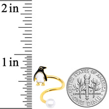 Load image into Gallery viewer, Gold Tone Winter Penguin Christmas Spiral Twister Belly Ring
