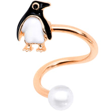 Load image into Gallery viewer, Rose Gold Tone Winter Penguin Christmas Spiral Twister Belly Ring

