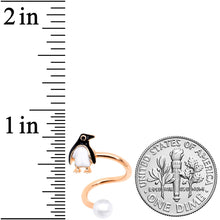 Load image into Gallery viewer, Rose Gold Tone Winter Penguin Christmas Spiral Twister Belly Ring
