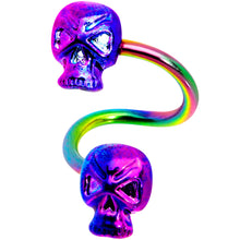 将图片加载到图库查看器，Rainbow Plated Scary Skull Spiral Twister Belly Ring
