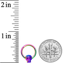 Load image into Gallery viewer, 16G 3/8 Rainbow Plated Scary Skull Hinged Segment Ring
