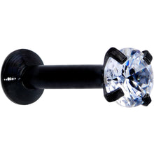 Load image into Gallery viewer, 16G 1/4 CZ Gem Black 3mm Threadless Push In Labret Tragus

