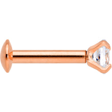 Load image into Gallery viewer, 16G 1/4 CZ Gem Rose Gold PVD 3mm Threadless Push In Labret Tragus
