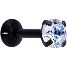 Load image into Gallery viewer, 18G 1/4 CZ Gem Black 3mm Threadless Push In Labret Tragus
