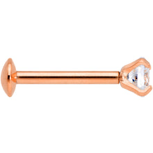 Load image into Gallery viewer, 18G 5/16 CZ Rose Gold PVD 3mm Threadless Push In Labret Tragus
