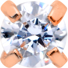 Load image into Gallery viewer, 20G 1/4 CZ Gem Rose Gold PVD 2mm Threadless Push In Labret Tragus
