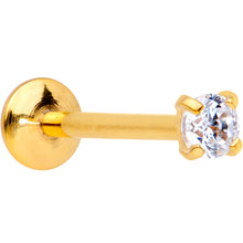 Load image into Gallery viewer, 20G 5/16 CZ Gem Gold PVD 2mm Threadless Push In Labret Tragus
