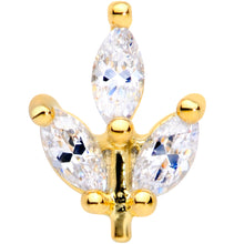 Load image into Gallery viewer, 16G 1/4 CZ Gem Gold PVD Leaf Threadless Push In Labret Tragus
