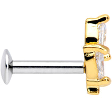 Load image into Gallery viewer, 16G 1/4 CZ Gem Gold PVD Leaf Threadless Push In Labret Tragus
