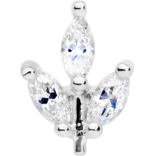 Load image into Gallery viewer, 16G 1/4 CZ Gem Leaf Threadless Push In Labret Tragus
