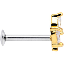 Load image into Gallery viewer, 16G 5/16 CZ Gem Gold PVD Leaf Threadless Push In Labret Tragus
