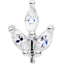 Load image into Gallery viewer, 16G 5/16 CZ Gem Leaf Threadless Push In Labret Tragus
