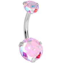 Load image into Gallery viewer, Pink CZ Gem Duo Internally Threaded Belly Ring
