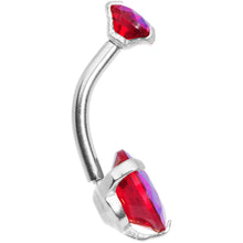 将图片加载到图库查看器，Red CZ Gem Duo Internally Threaded Belly Ring
