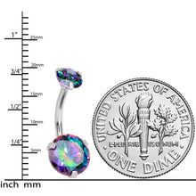 Load image into Gallery viewer, Vitrail CZ Gem Duo Internally Threaded Belly Ring
