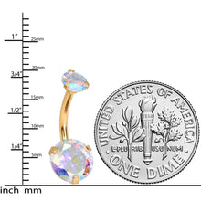 Load image into Gallery viewer, Aurora CZ Gem Gold Tone Duo Internally Threaded Belly Ring

