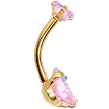 Load image into Gallery viewer, Pink CZ Gem Gold Tone Duo Internally Threaded Belly Ring
