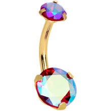 将图片加载到图库查看器，Red CZ Gem Gold Tone Duo Internally Threaded Belly Ring
