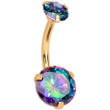 Load image into Gallery viewer, Vitrail CZ Gem Gold Tone Duo Internally Threaded Belly Ring
