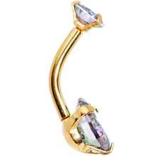 Load image into Gallery viewer, Vitrail CZ Gem Gold Tone Duo Internally Threaded Belly Ring

