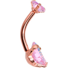 Load image into Gallery viewer, Pink CZ Gem Rose Gold Tone Duo Internally Threaded Belly Ring
