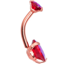 Load image into Gallery viewer, Red CZ Gem Rose Gold Tone Duo Internally Threaded Belly Ring

