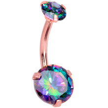 将图片加载到图库查看器，Vitrail CZ Gem Rose Gold Tone Duo Internally Threaded Belly Ring
