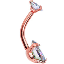 将图片加载到图库查看器，Vitrail CZ Gem Rose Gold Tone Duo Internally Threaded Belly Ring
