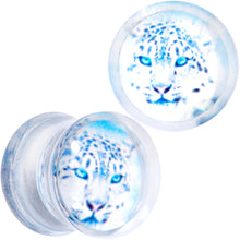 Load image into Gallery viewer, Clear Blue Acrylic Animal Cheetah Saddle Plug Set 2G to 1 Inch
