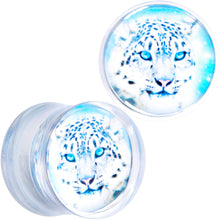 Load image into Gallery viewer, Clear Blue Acrylic Animal Cheetah Saddle Plug Set 2G to 1 Inch

