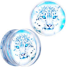 Load image into Gallery viewer, Clear Blue Acrylic Animal Cheetah Saddle Plug Set 2G to 1 Inch
