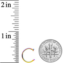 Load image into Gallery viewer, 18G 3/8 Rainbow PVD Implant Grade Titanium Disc Nose Hoop
