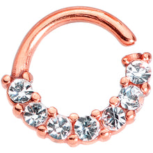 Load image into Gallery viewer, Clear CZ Gem Rose Gold Tone Segment Ring Cartilage Industrial Set of 3
