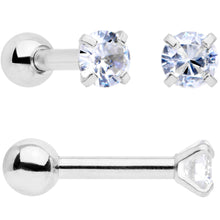 Load image into Gallery viewer, 18G Clear CZ Gem Heart Cartilage Tragus Set of 8
