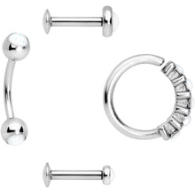 Load image into Gallery viewer, 16G Clear Orb Septum Labret Cartilage Tragus Set of 4
