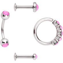 Load image into Gallery viewer, 16G Pink Orb Septum Labret Cartilage Tragus Set of 4
