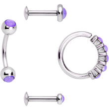 Load image into Gallery viewer, 16G Purple Orb Septum Labret Cartilage Tragus Set of 4
