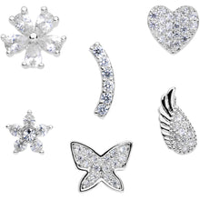 Load image into Gallery viewer, 16G 1/4 CZ Gem Internal Thread Labret Tragus Set of 6
