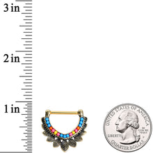 Load image into Gallery viewer, 14G 9/16 Gold Tone Rainbow Crest Nipple Clicker Set
