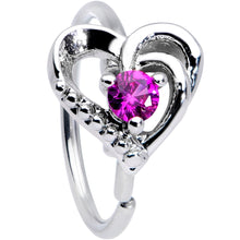 将图片加载到图库查看器，20G 5/16 Pink Gem Swirling Heart Valentine Nose Hoop
