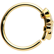 Load image into Gallery viewer, 20G 5/16 Gold Tone Green Heart Shamrock St Patricks Day Nose Hoop
