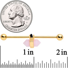Load image into Gallery viewer, 14G Gold Tone Pink Gem Industrial Barbell 38mm
