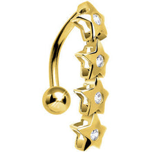 Load image into Gallery viewer, 16G Solid 14K Yellow Gold TOP MOUNT Cubic Zirconia STAR DROP Belly Ring
