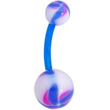 将图片加载到图库查看器，Blue White Purple Swirl Bioplast Belly Ring
